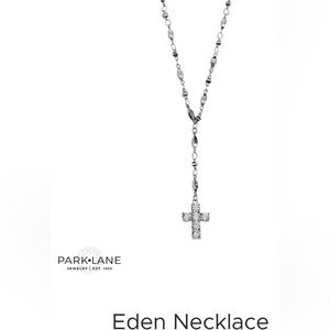 Park Lane Silver-Tone Crystal Cross Y Necklace - VINTAGE EDEN